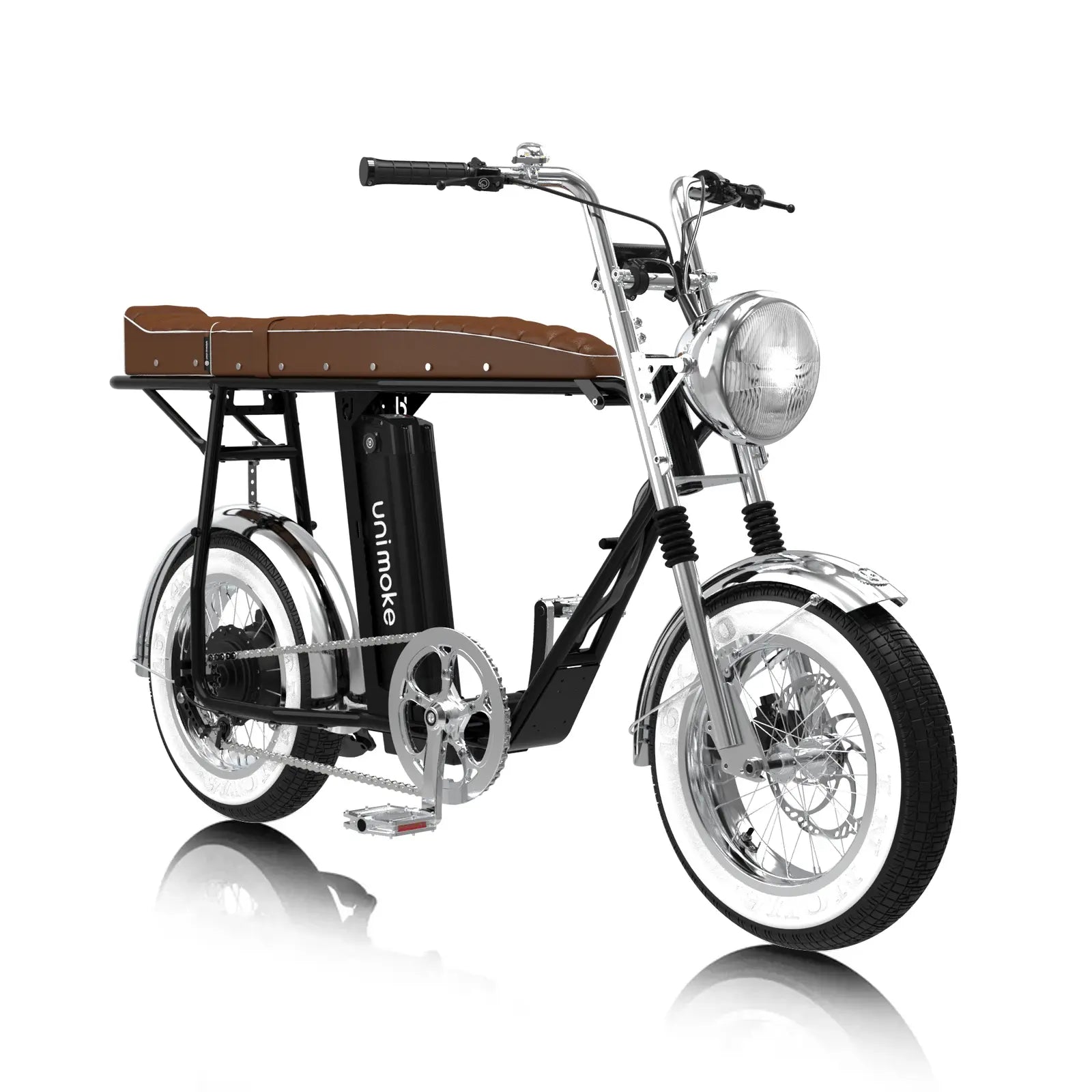 加長鉚釘座墊組咖啡色安裝示意，適用 SEic Unimoke 電輔車
