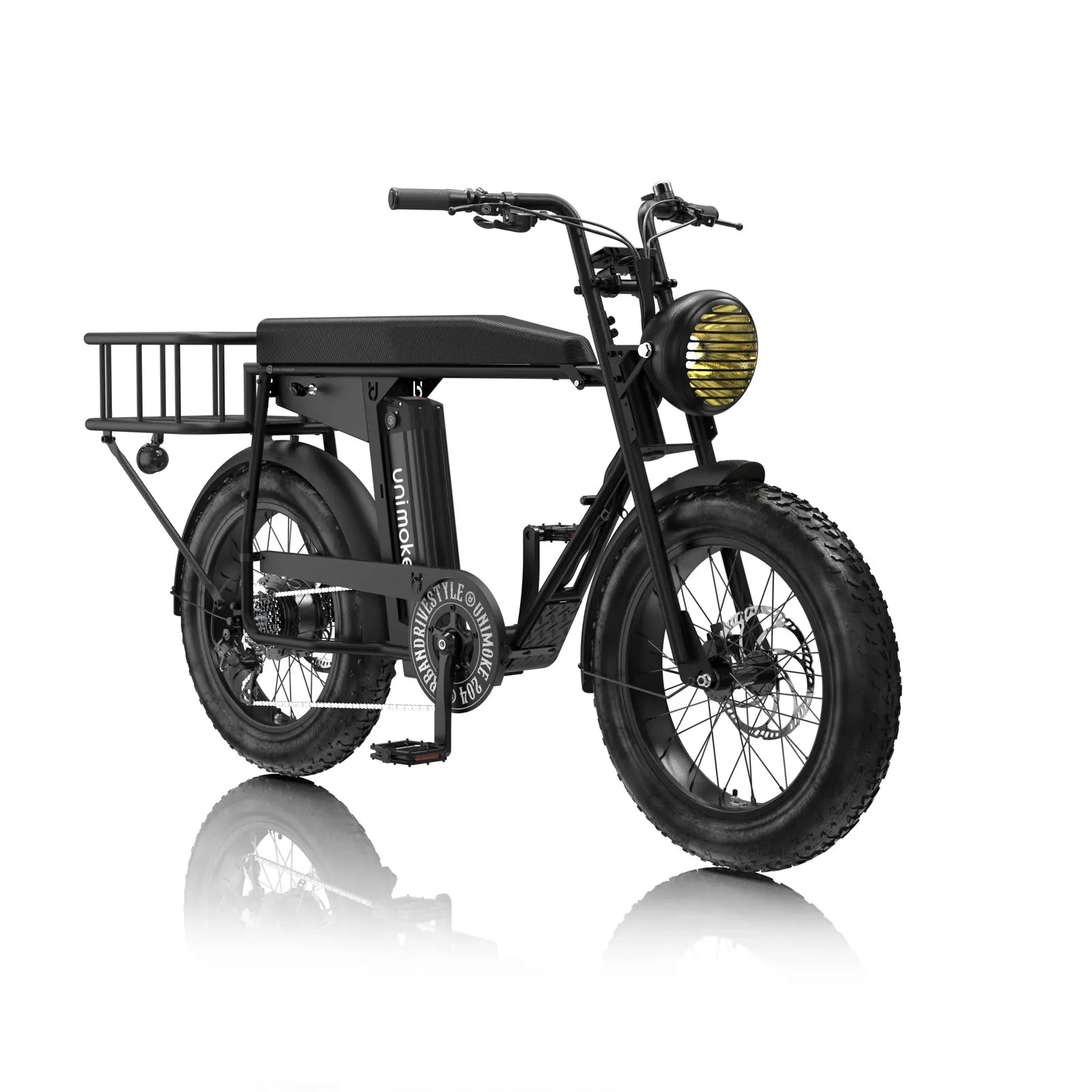 Unimoke MK 外送載物組，為高效載物與日常外送需求打造的升級配件套組。內含泥除組、鍊蓋組、尾燈、UD 後貨籃、後座置物盒、Unimoke 大盤護盤、復古頭燈、UD 燈罩