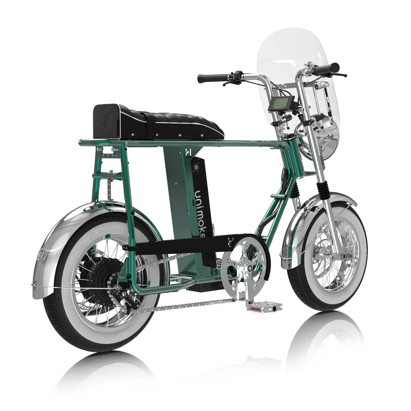 Unimoke minibike / miniswing 追風旗艦組多角度展示，結合復古街頭風格與舒適騎乘體驗。