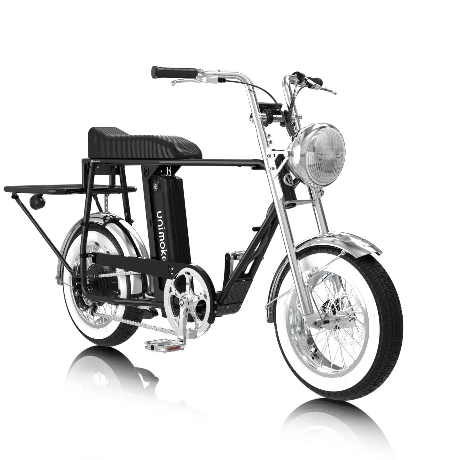 Unimoke minibike / miniswing 隨行搭檔組，結合復古越野頭燈、泥除組、鏈蓋組、後車尾燈與後低貨架