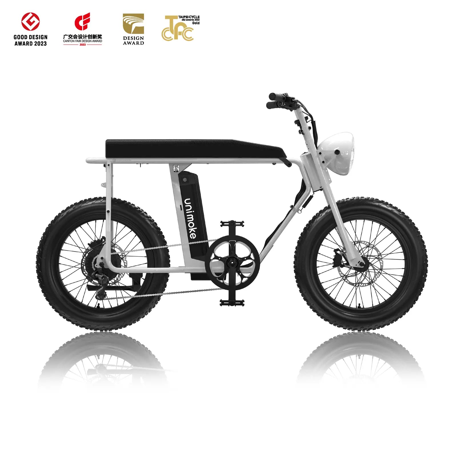 Unimoke MK 經典珍珠白，榮獲 GDA、CF、d&amp;i 等國際設計大獎，為台灣熱銷經典電輔自行車首選
