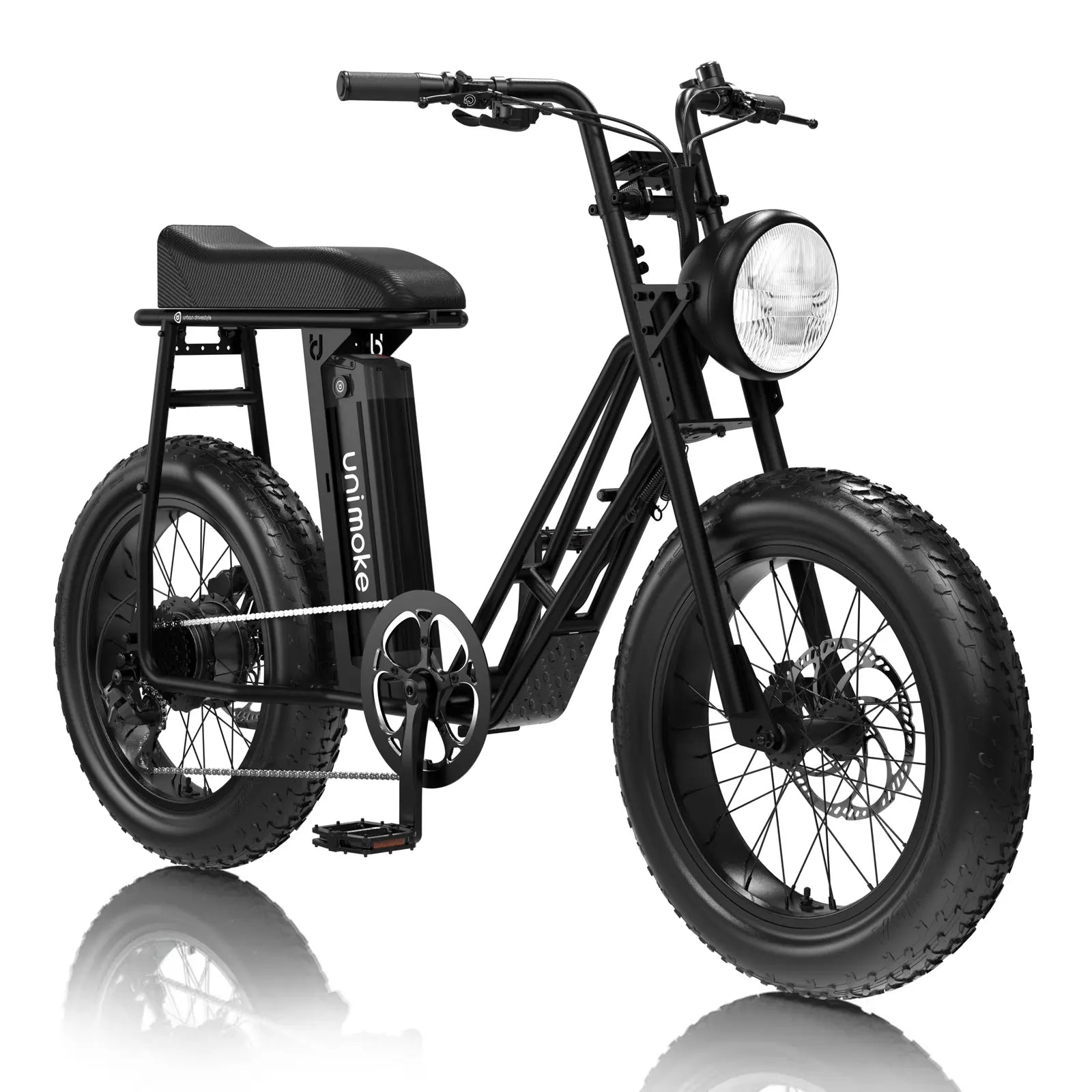 Unimoke SW 經典消光黑由前一代 Unimoke MK 經改良而來，考慮到常有載物需求並加裝後座置物的情況，特別將車架的上管設計為更人性化的低跨點