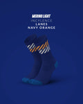 Incylence Merino Light 深藍橘羊毛機能襪，含 40% 無割尾（mulesing-free）美麗諾羊毛 - 德國設計，義大利製造。