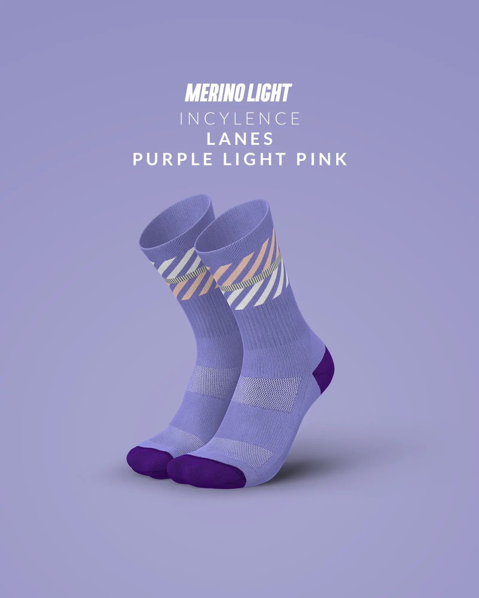Incylence Merino Light 紫粉羊毛機能襪，含 40% 無割尾（mulesing-free）美麗諾羊毛 - 德國設計，義大利製造。
