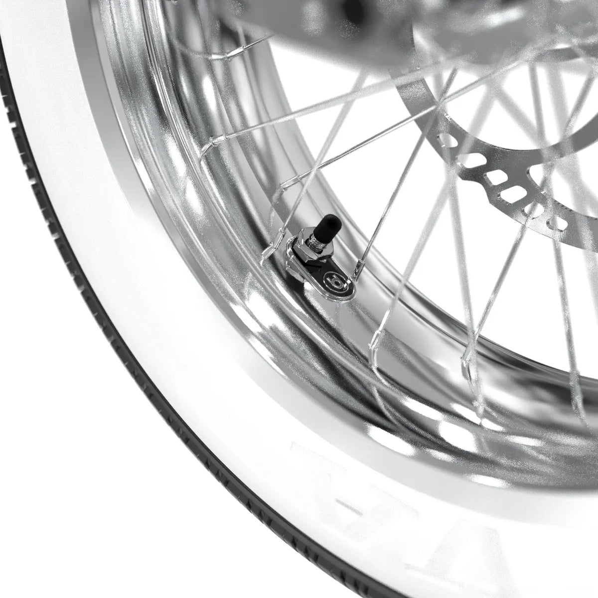 Unimoke minibike 清漆金龜綠銀色的輪圈及氣嘴，工業風強烈