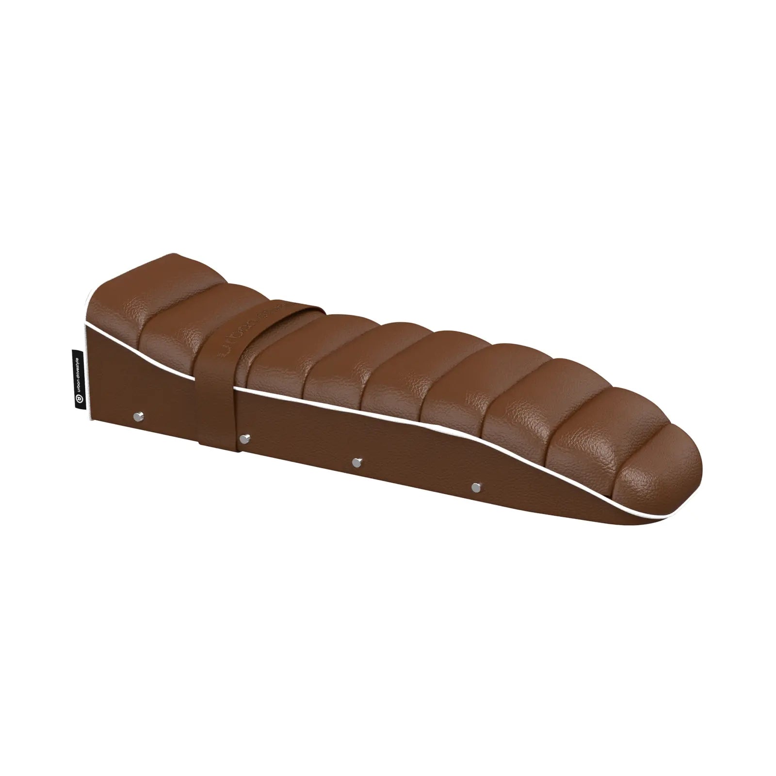 UD 單人鉚釘座墊咖啡色安裝於 SEic Unimoke 電輔車，復古風格仿皮座墊