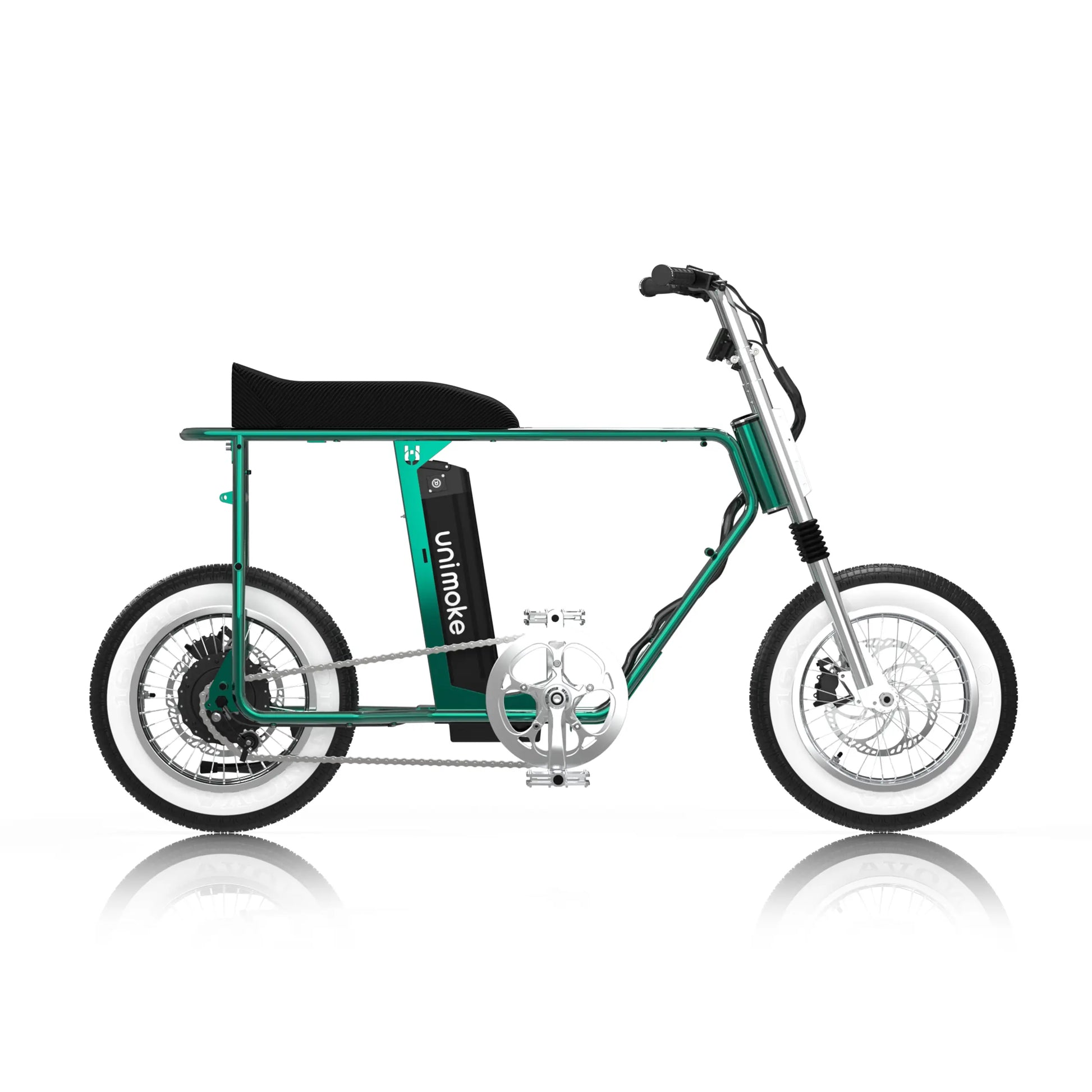 Unimoke minibike 清漆金龜綠，結合復古設計與現代電動科技，高品質迷你電輔車，適合城市騎行與收藏