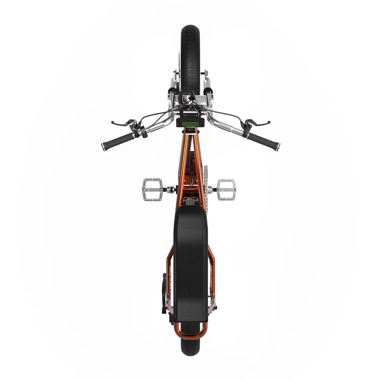 一台 Unimoke minibike 清漆火焰橘，16吋小型電輔車輕巧且更便於騎行，適合各種使用目的