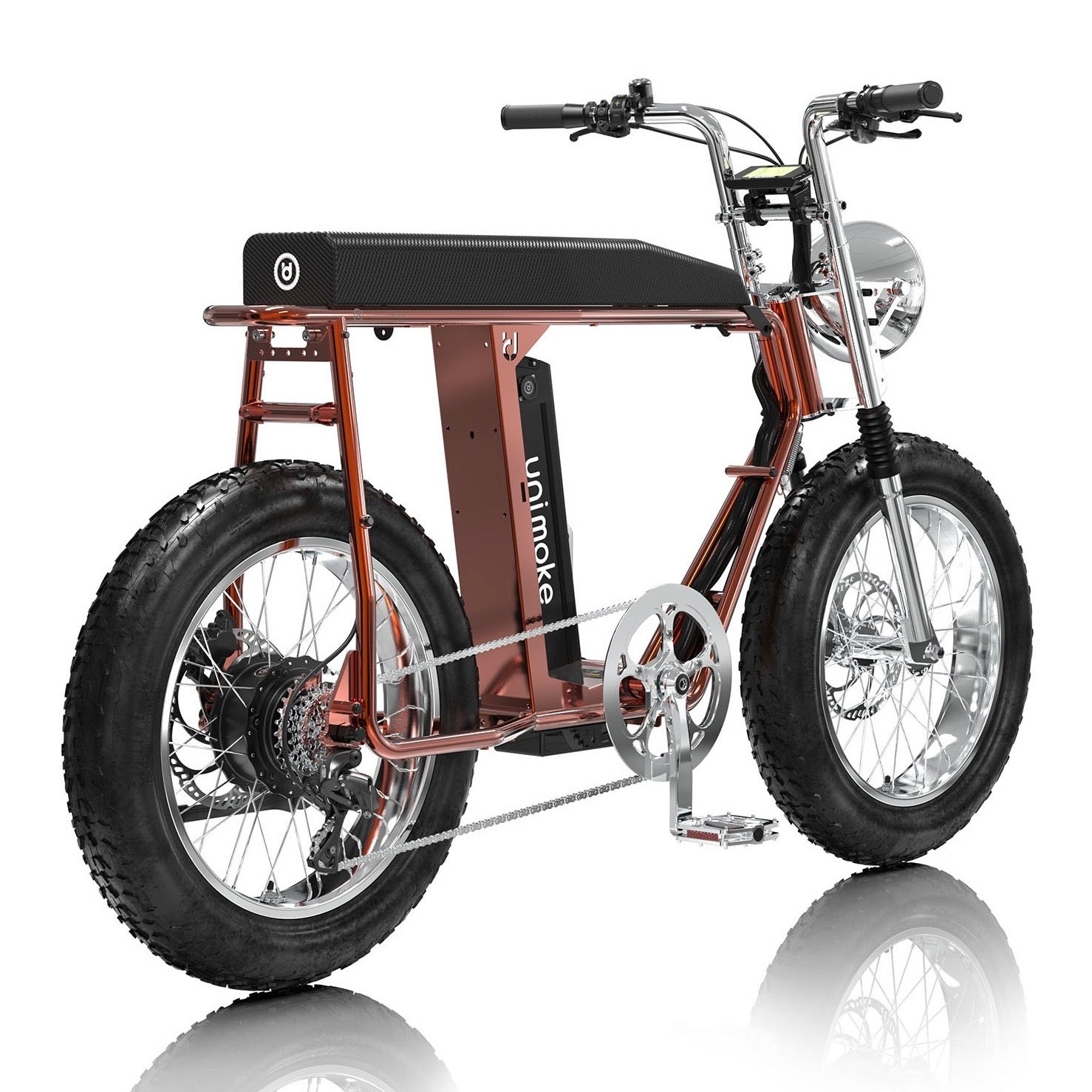 UrbanDrivestyle Unimoke MK 清漆火焰橘搭載 Panasonic 48V 16Ah 電池、9 段電力輔助與 Shimano 7 速變速，重新定義街頭風格與騎行美學