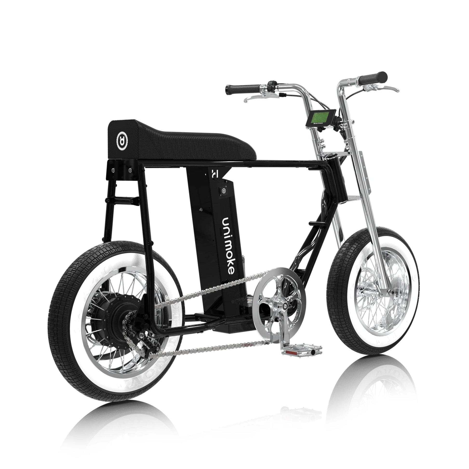 minibike Panasonic 48V 電池搭配高扭矩後輪電機與 9 段助力，提供強勁動能。