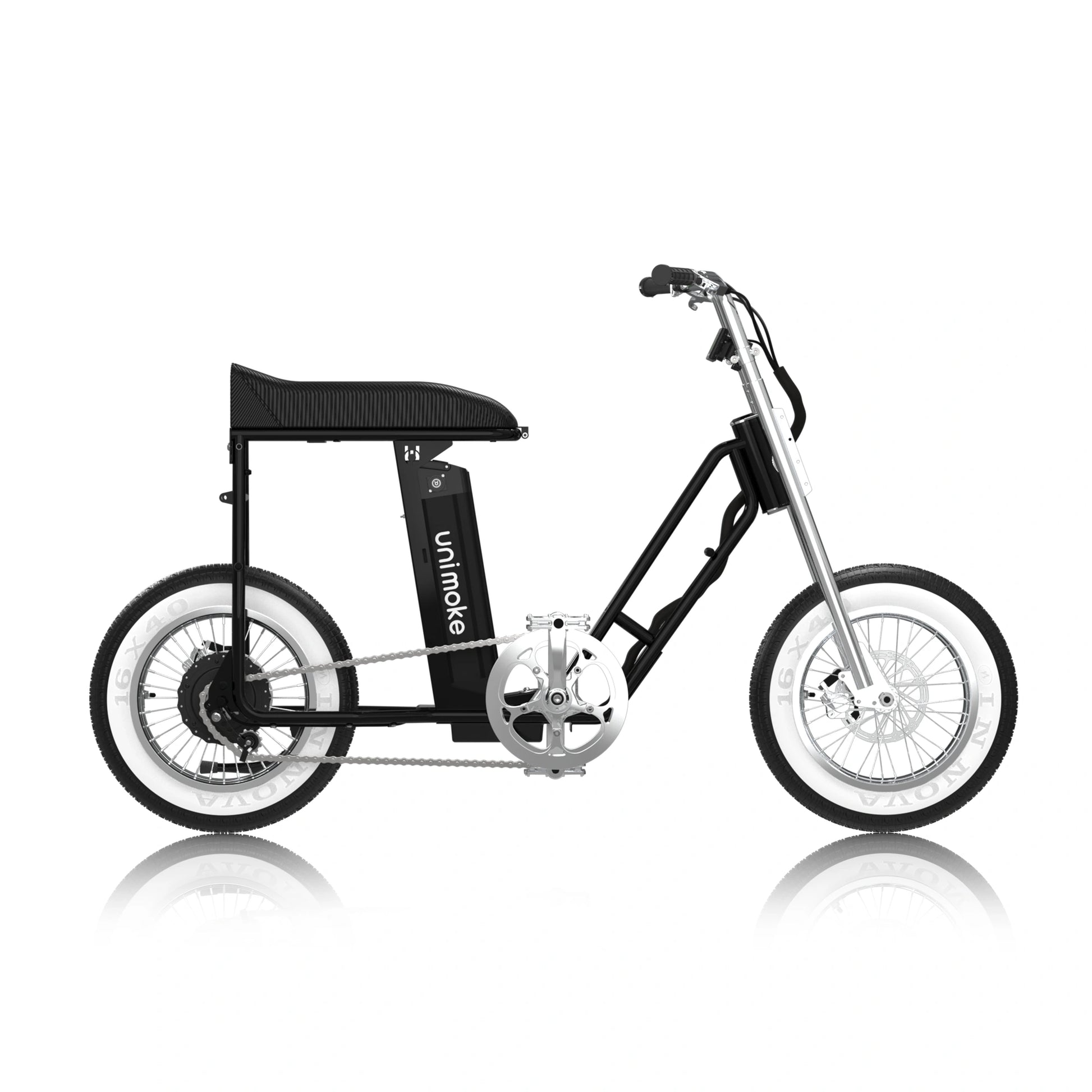 miniswing 珍珠黑搭載 Panasonic 48V 電池搭配高扭矩後輪電機與 9 段助力。